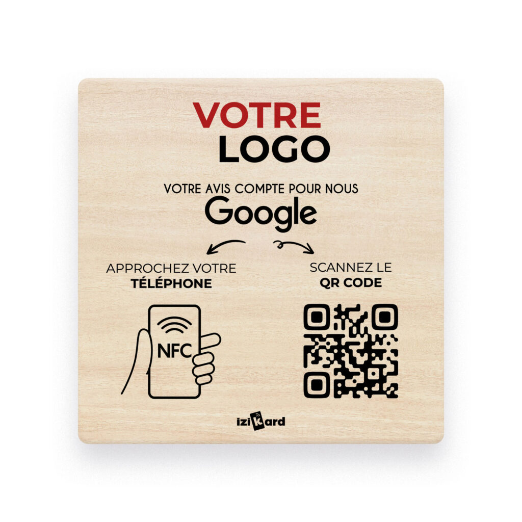 Carte NFC + QR Code Izikard Pour Collecter Avis Google - Carte Rigide Personnalisée