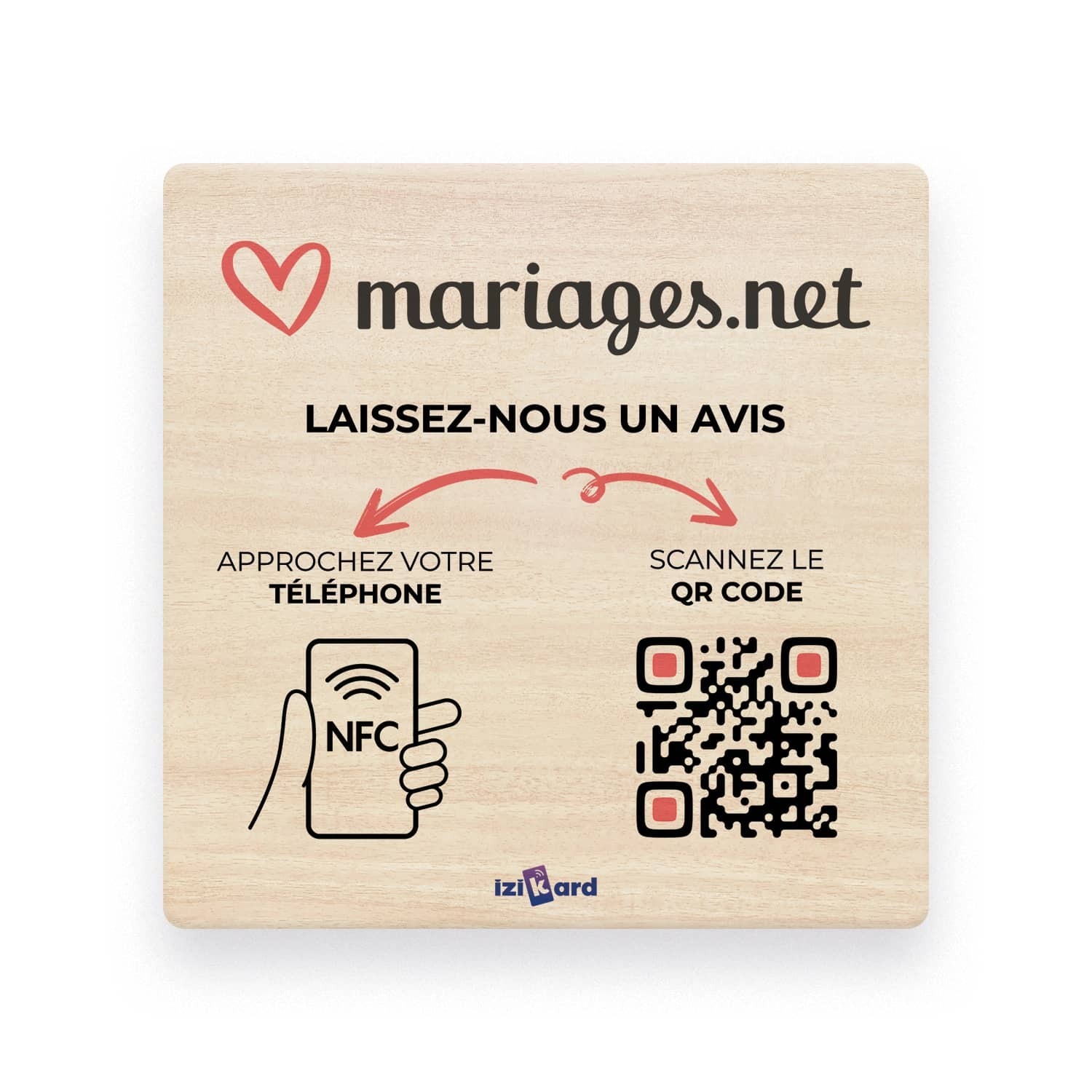 Plaque NFC Mariages.net Bois
