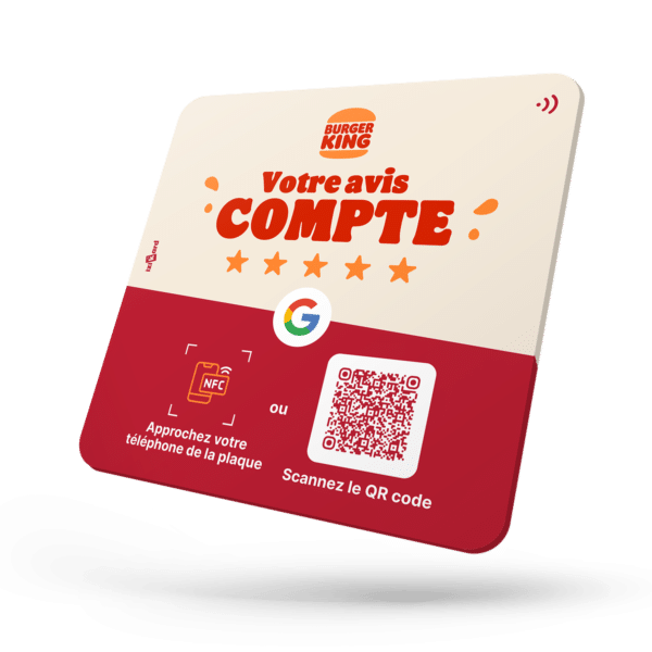 plaque nfc avis google restaurant burger king dijon